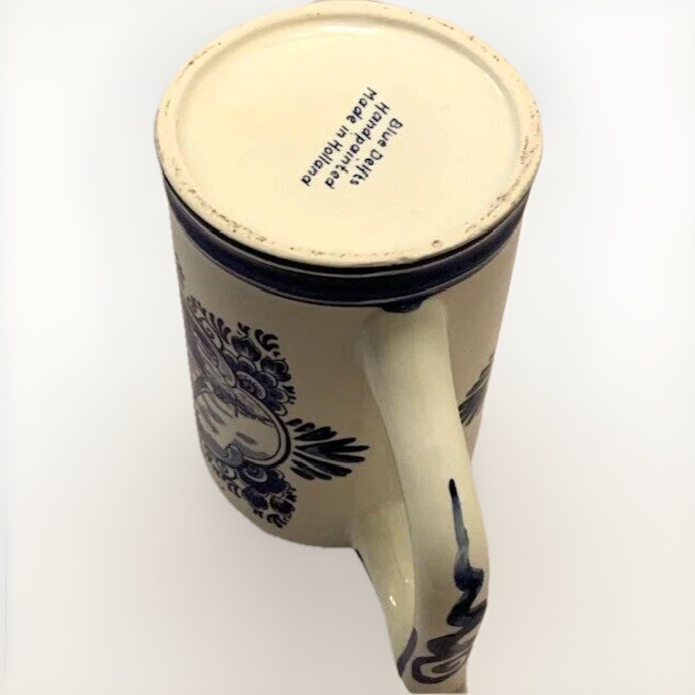 VTG Delft Mug Blue Hand Painted Windmill Cottage Shabby Coastal Decor Retro LRG - Picture 14 of 14